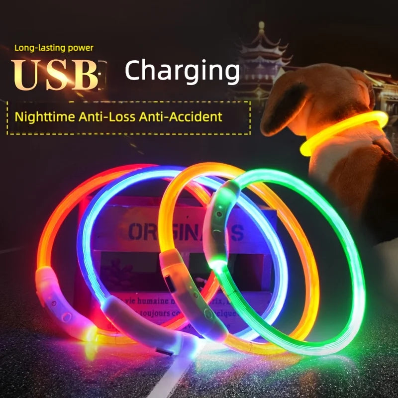 NONECN LED Dog Collar USB Rechargeable 3 Mode Night Walking