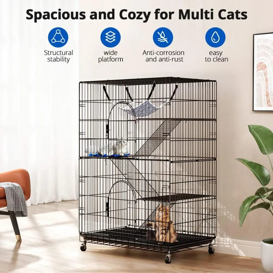 4-Tier Cat Cage Kennel Playpen For Indoor And Outdoor Use