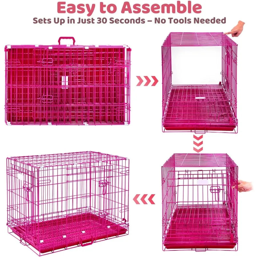 Dog Crate Kennel Collapsible Metal Wire Indoor Cage