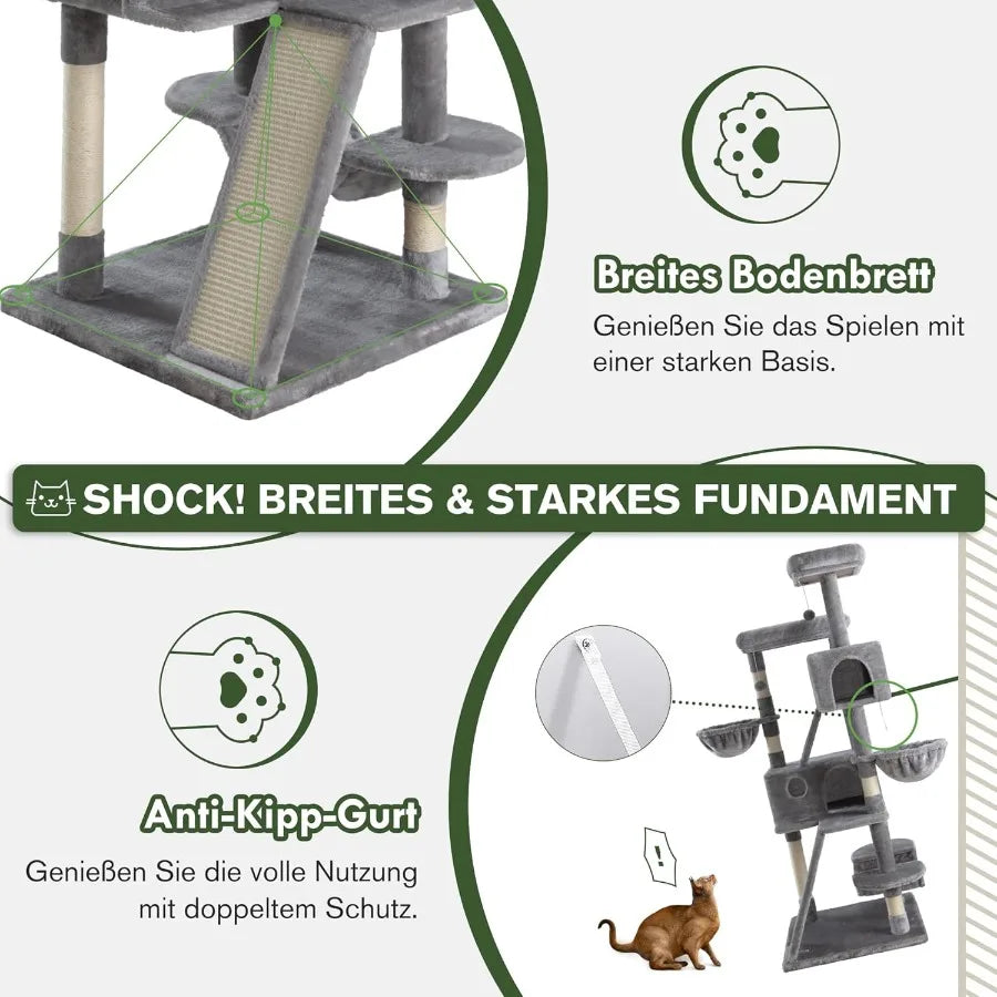 XMSJCN Cat Tree Tower Plush Perches And Sisal Scratching Posts