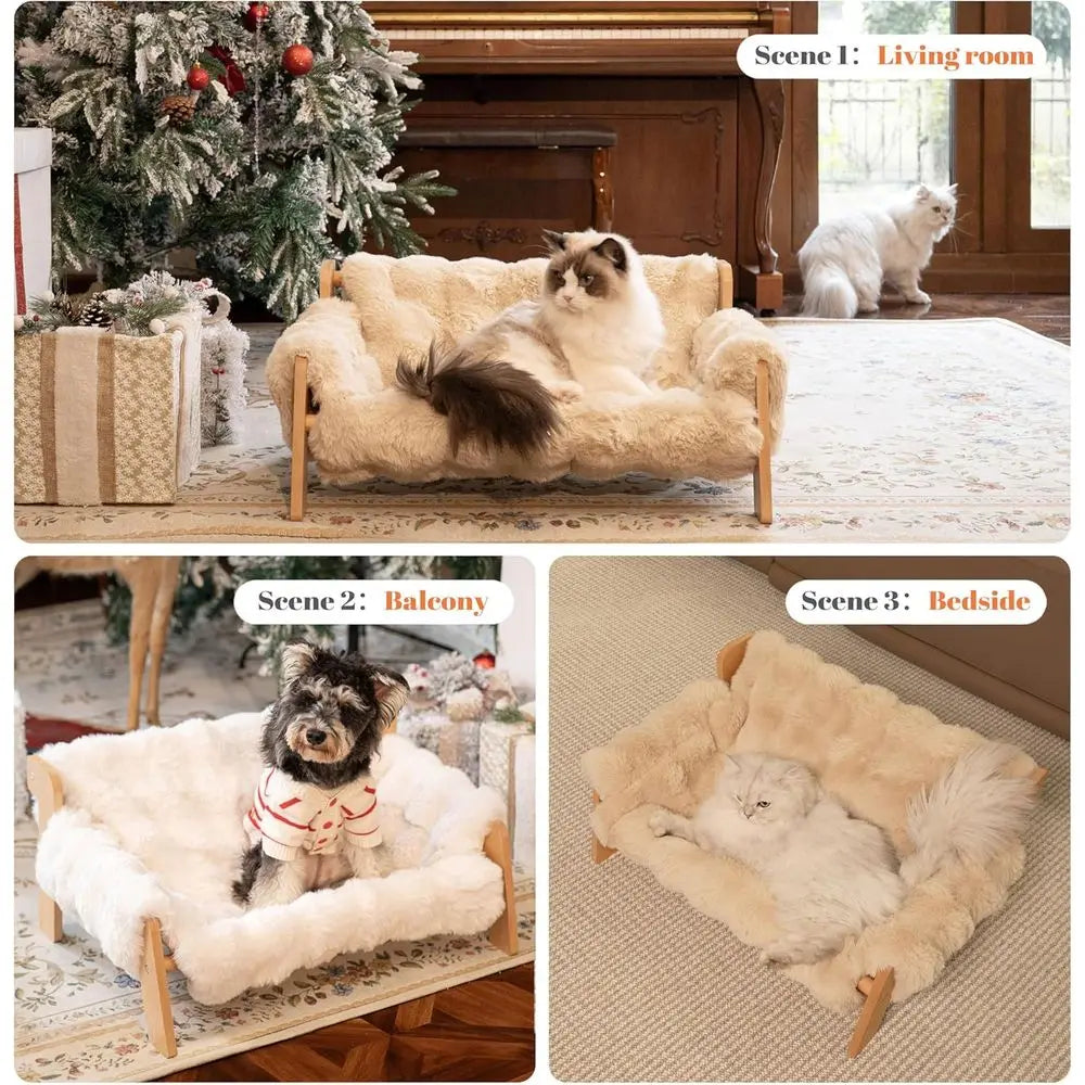 XMSJ Elevated Cat Couch Bed With Removable Washable Cover