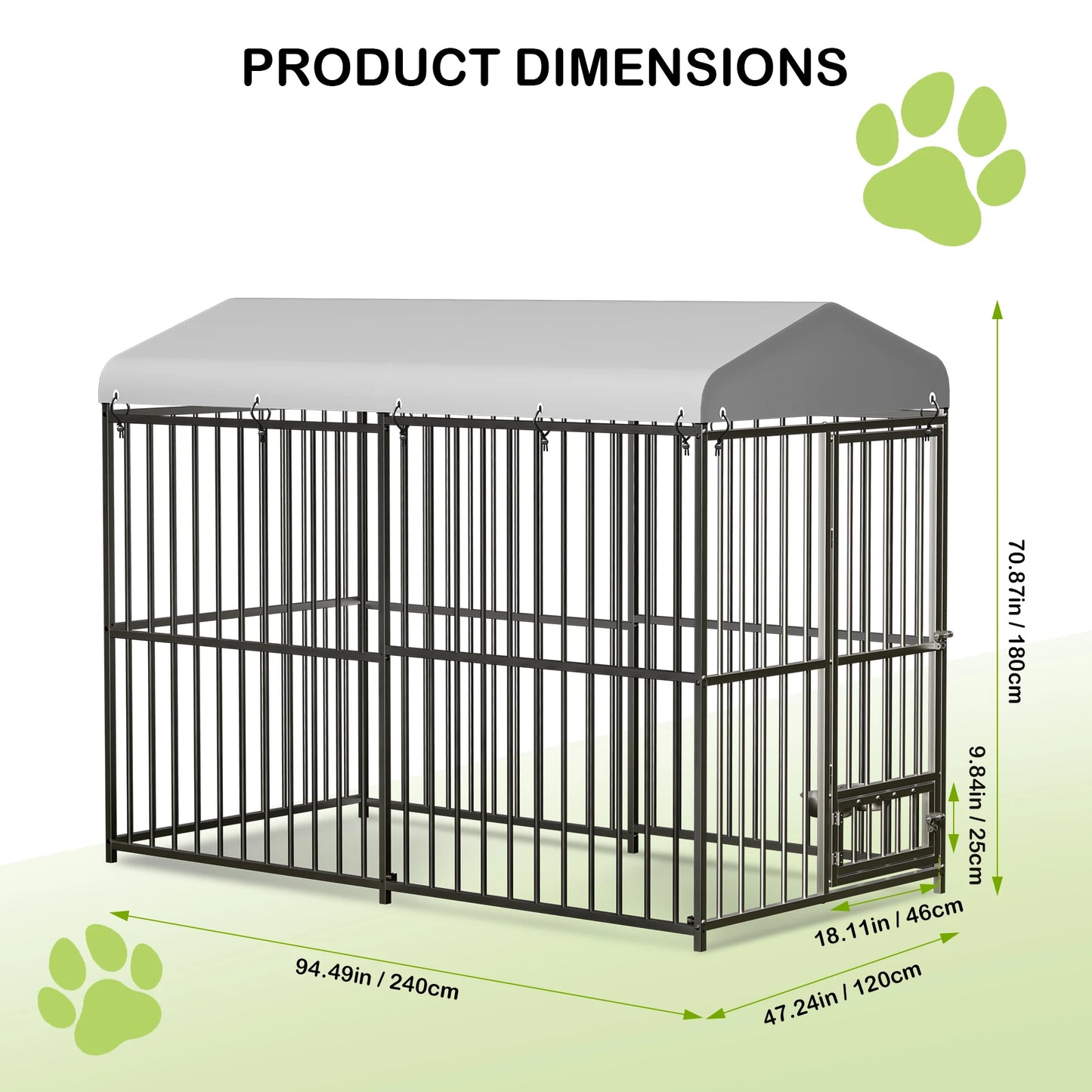 TWISTER.CK Heavy Duty Outdoor Dog Kennel With Roof And Double Lock