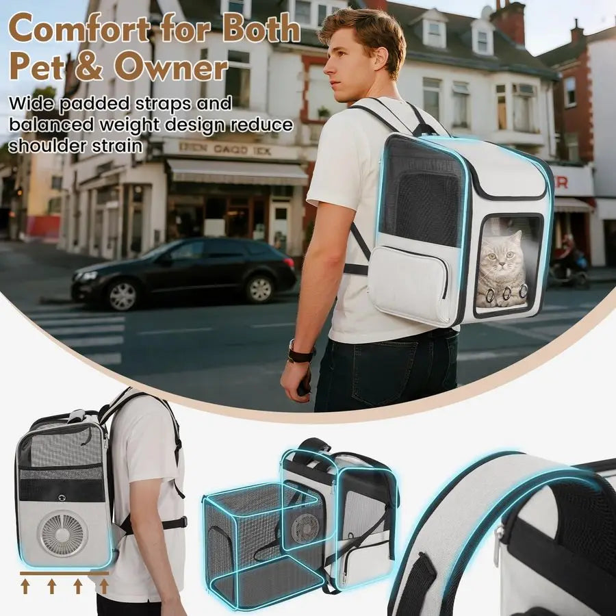 Backpack Carrier With Builtin Cooling Fan And Heating Pad