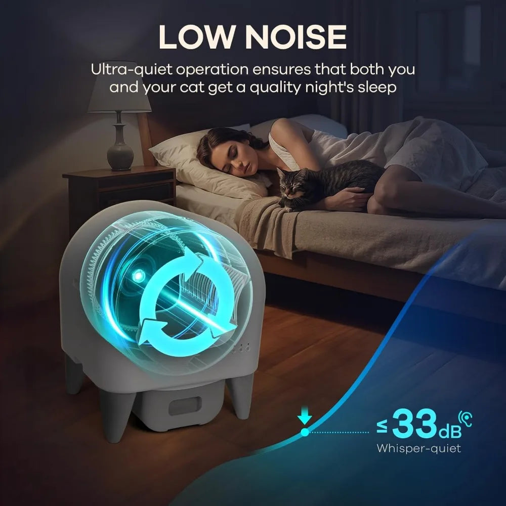 Automatic Self-Cleaning Litter Box for Multiple Cats with App Control