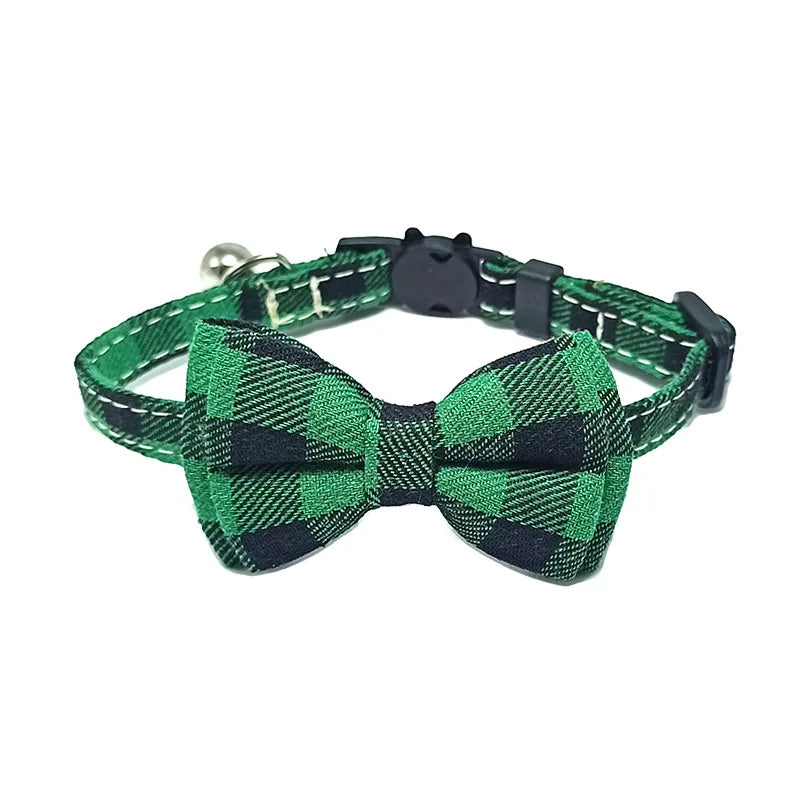 Cat Collar With Bow Tie And Bell Adjustable Elastic Strap