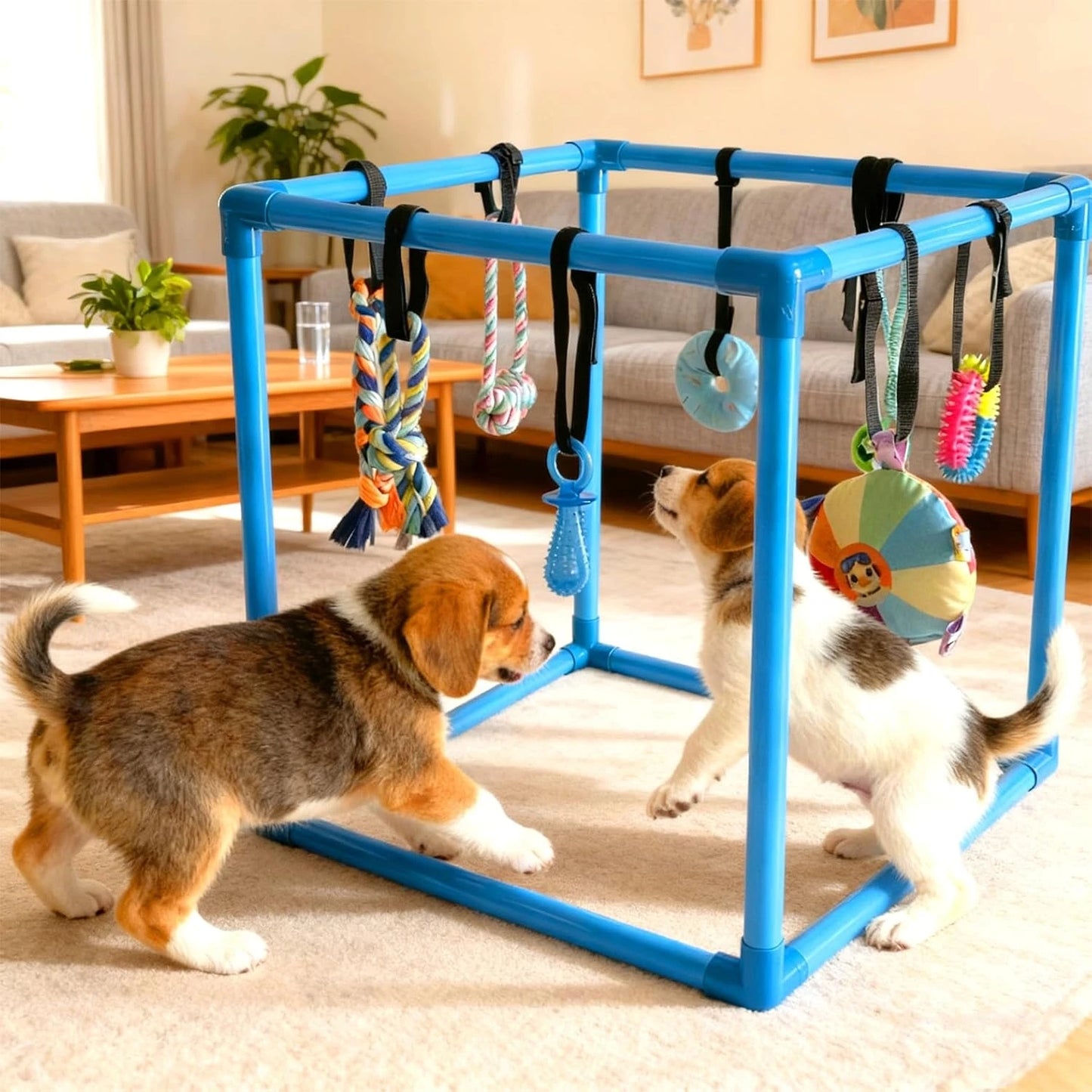 Puppy Play Gym With Eight Hanging Toys Indoor Jungle Gym