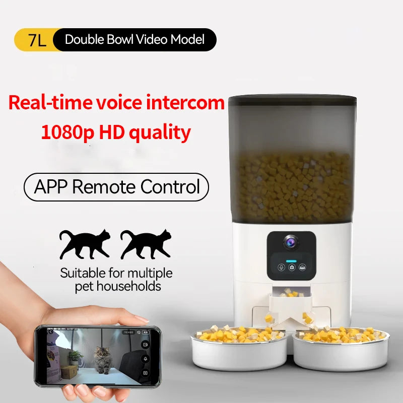 PAPIFEED Smart Automatic Pet Feeder With WiFi Dual Bowls Timer