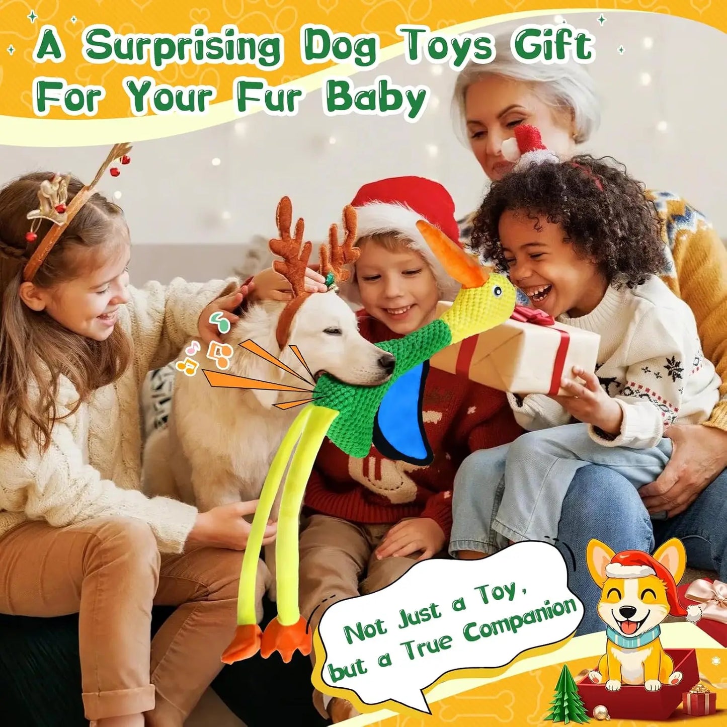 Plush Squeaky Dog Toy With Crinkle Sound For All Breeds