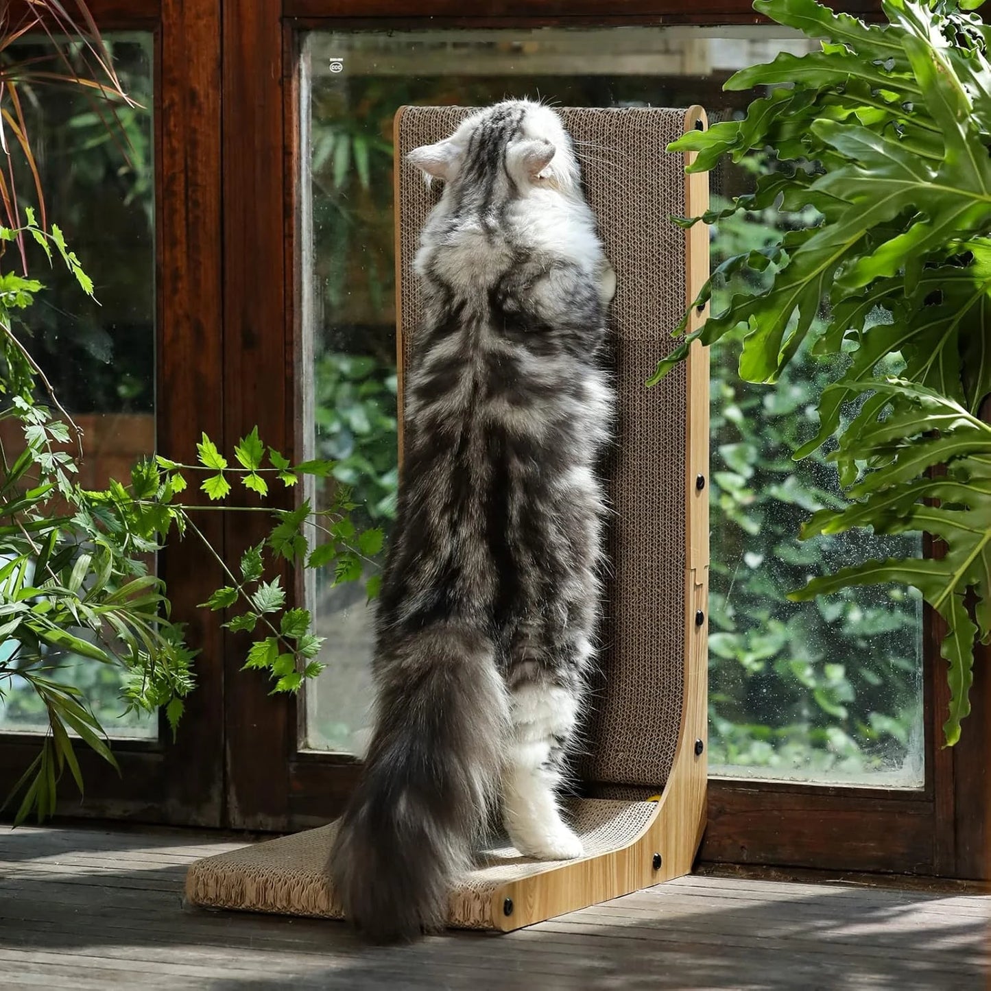 L-Shaped Wall Mounted Cat Scratching Board With Ball