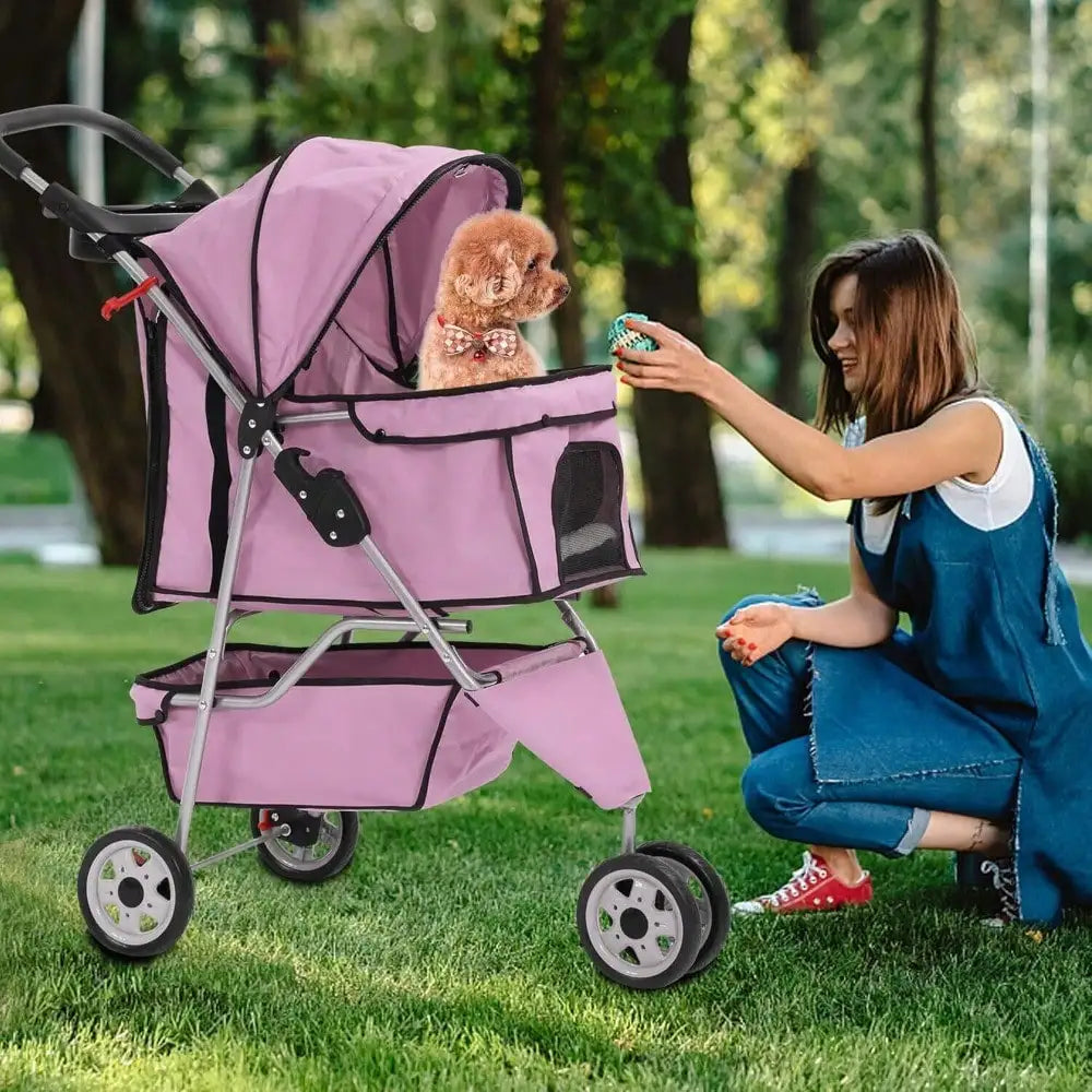 Three Wheel Pet Stroller For Cats And Dogs Folding Carrier