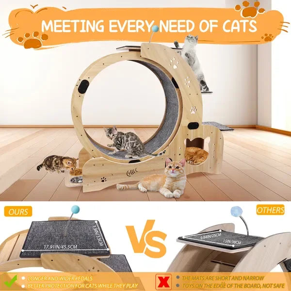 Upgraded Silent Cat Exercise Wheel 6-In-1 For Indoor Cats