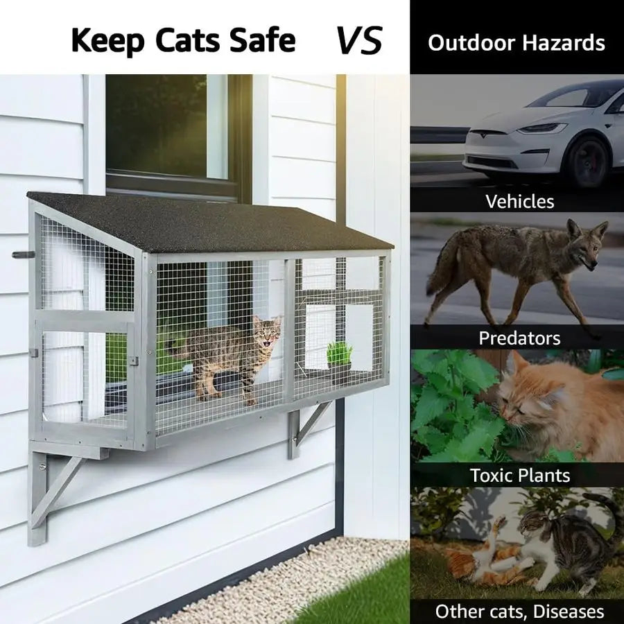 Cat Catio Window Box Enclosure For Indoor Cats Outdoor Safe