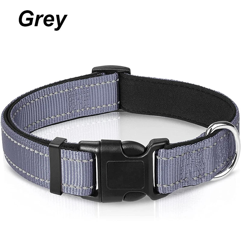 NONECN Reflective Neoprene Padded Dog Collar Adjustable Nylon