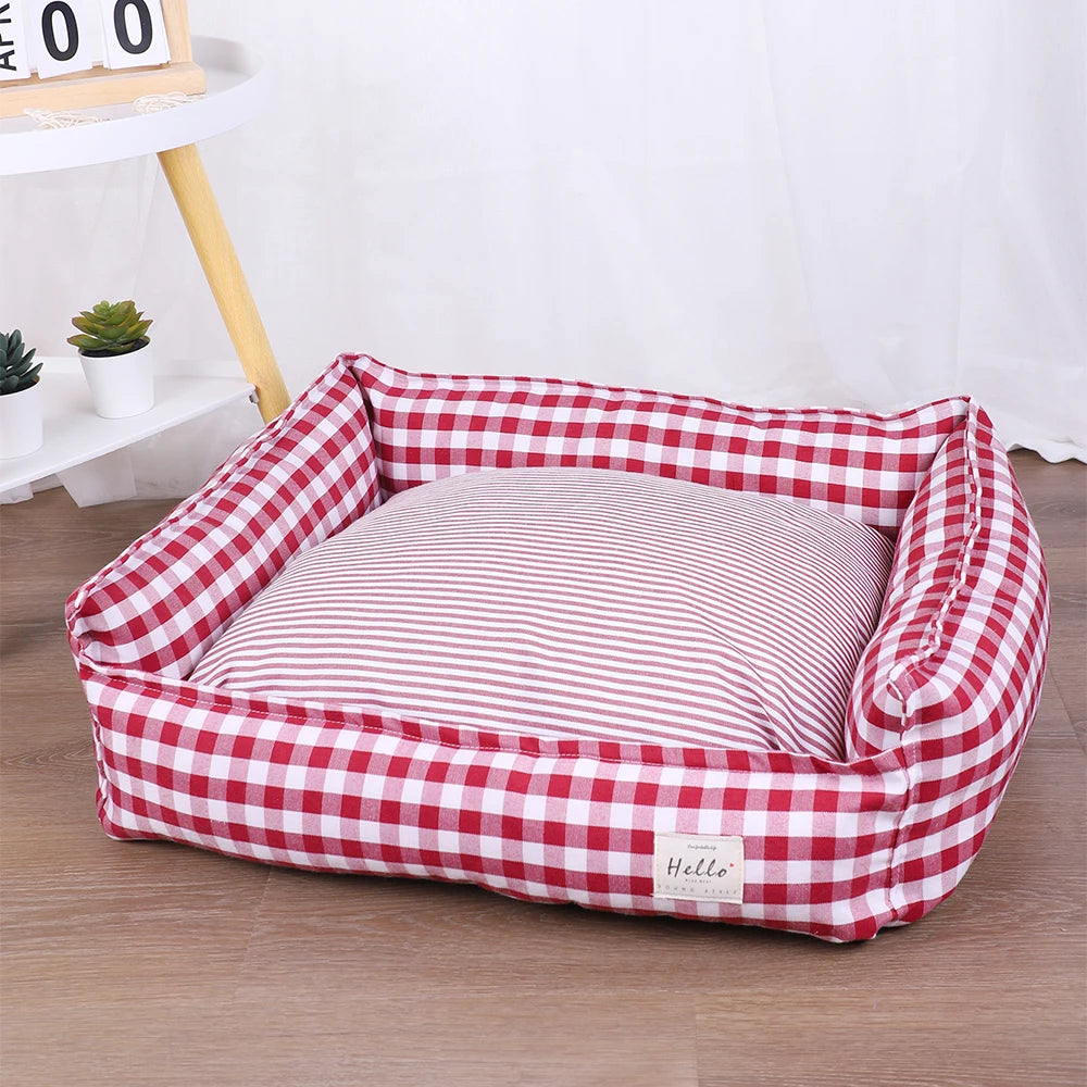 BeiYu Pet Plaid Dog Bed For Pets And Puppies Breathable