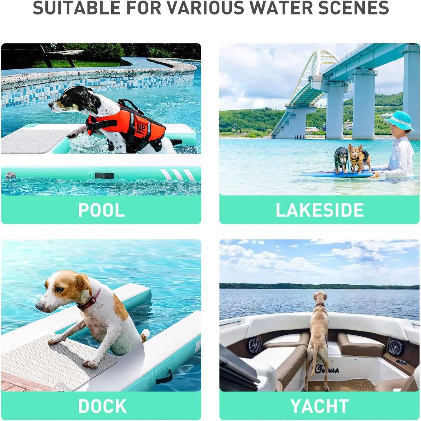 VANCEN Inflatable Dog Water Ramp for Pool Dock Lake