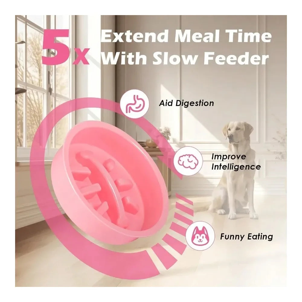 Elevated Dog Bowl Stand With Two Slow Feeder Bowls