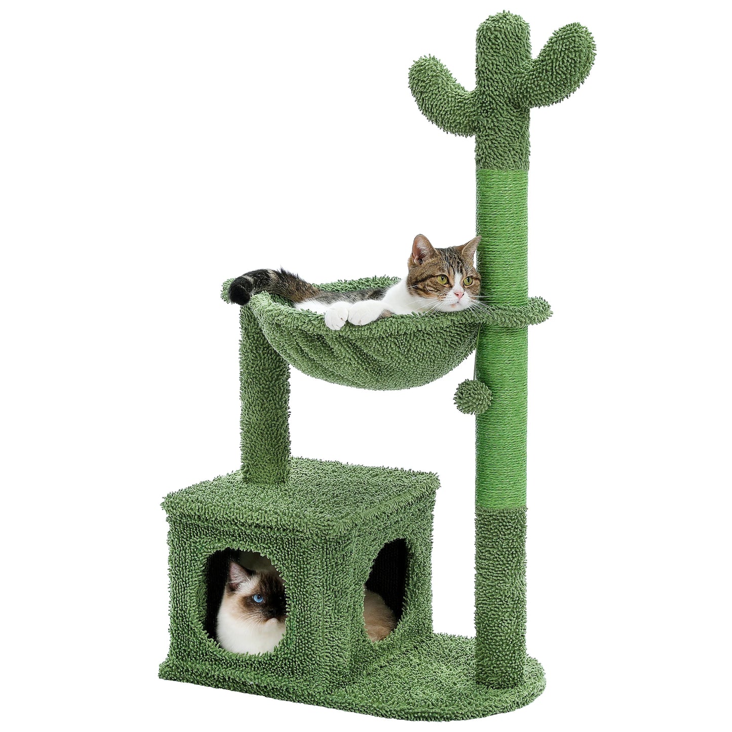 PEQULTICN Cactus Cat Tree With Condo Hammock And Toys
