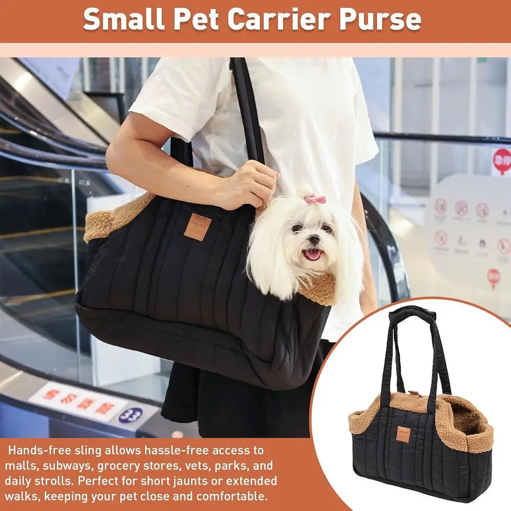 Waterproof Dog Carrier Purse With Winter Fleece Harness Clip