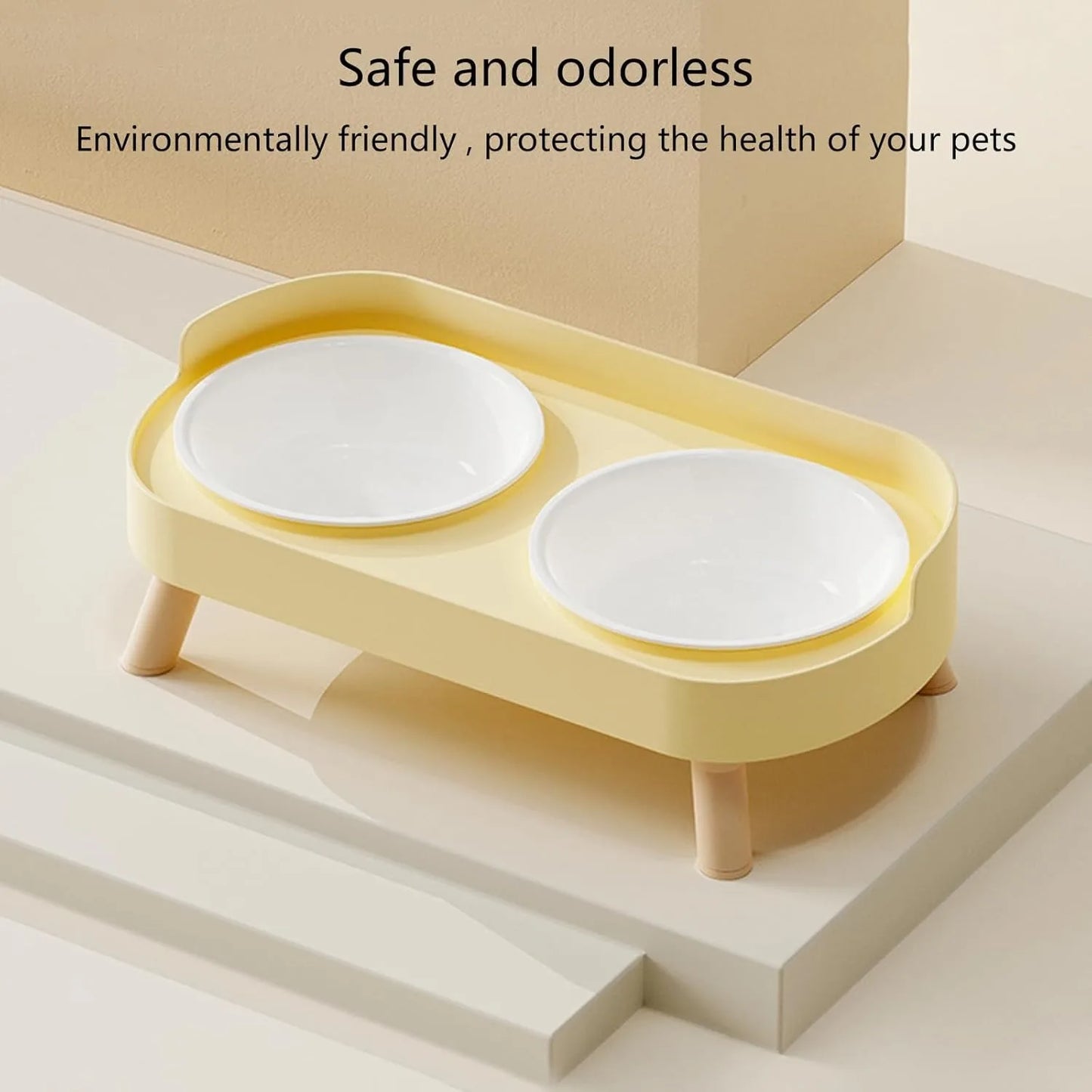 Elevated Dual Pet Bowl Set With Raised Stand