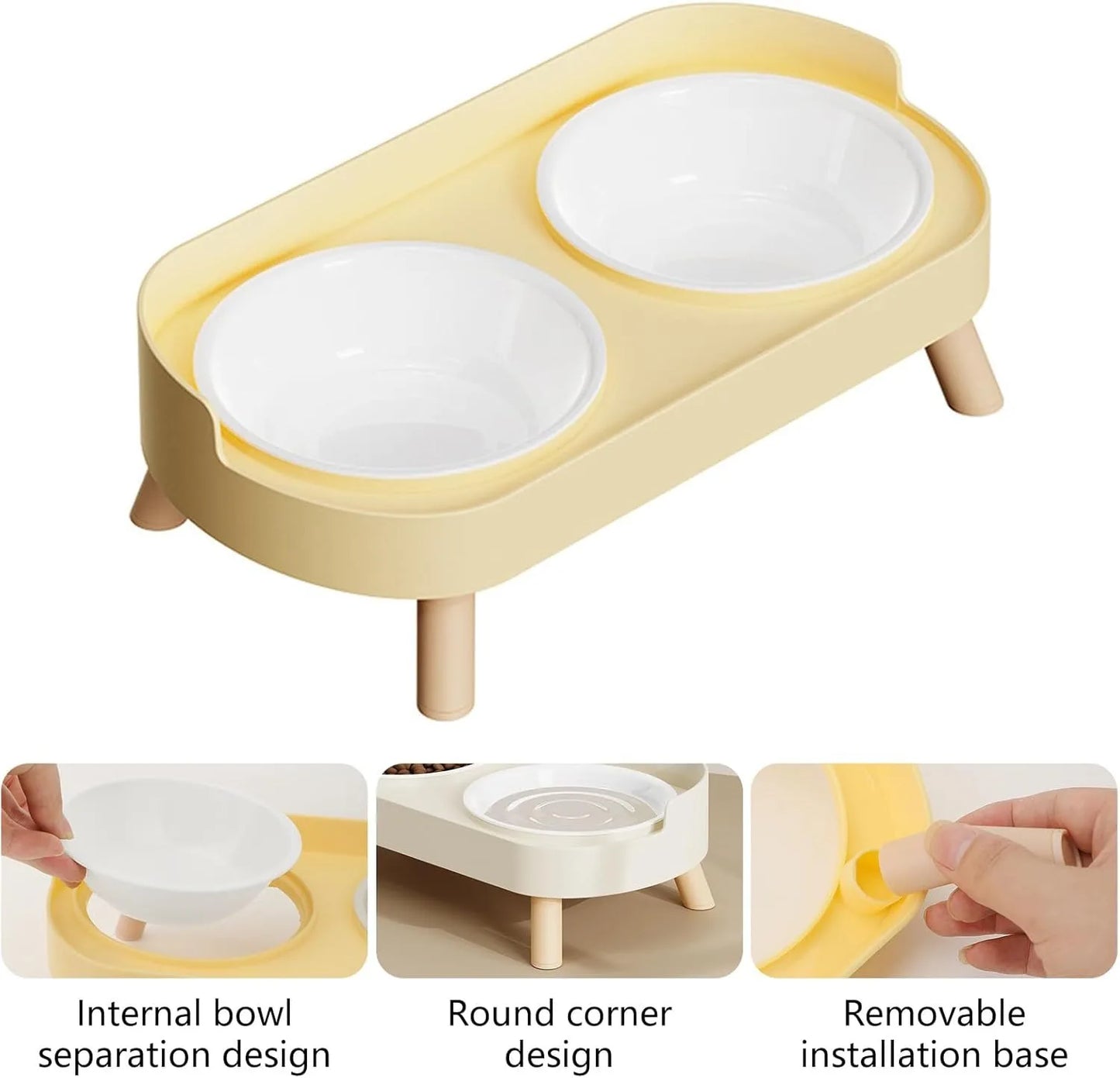 Elevated Dual Pet Bowl Set With Raised Stand