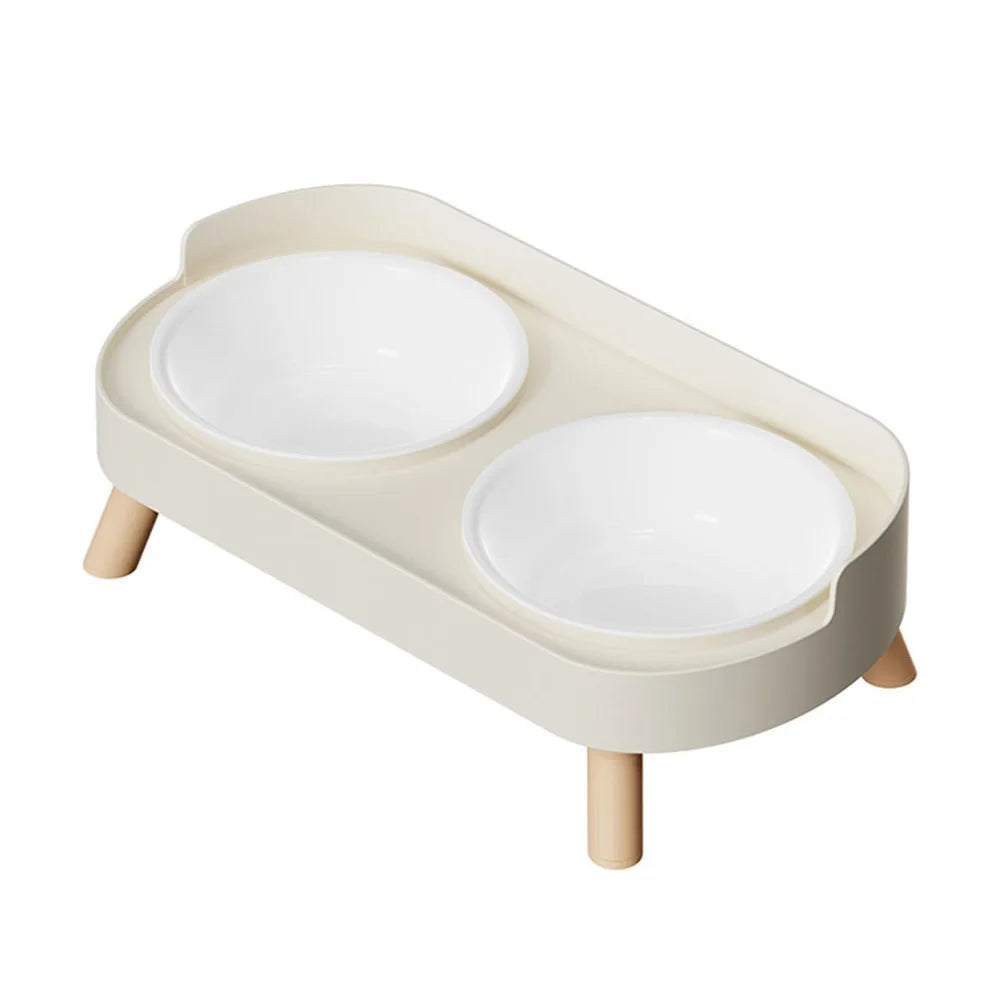 Elevated Dual Pet Bowl Set With Raised Stand