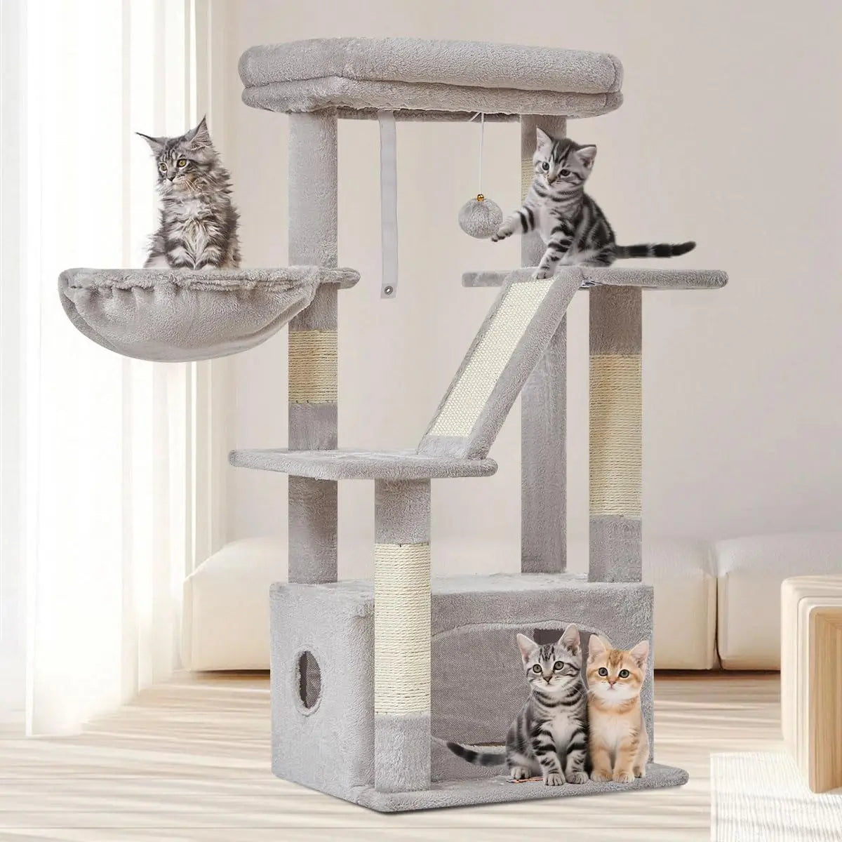 Taoqimiao Cat Tree Indoor Cats Luxury Condo With Adjustable Baskets