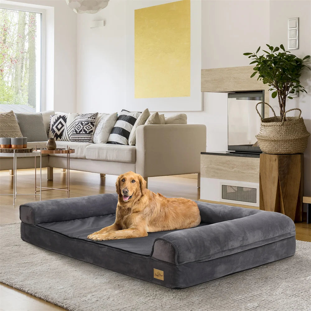 BORWARTCN Calming Orthopedic Memory Foam Dog Bed With Removable Cover
