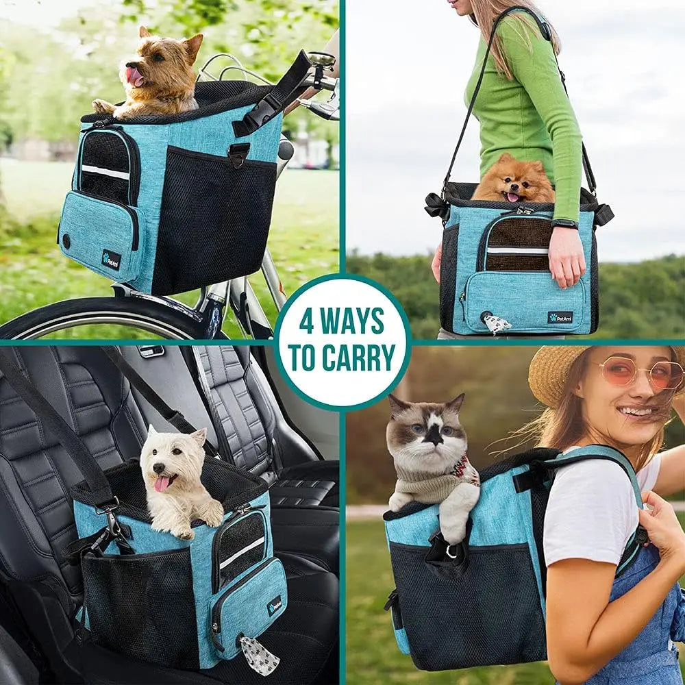 Soft-Sided Dog Bike Basket Front Handlebar Carrier