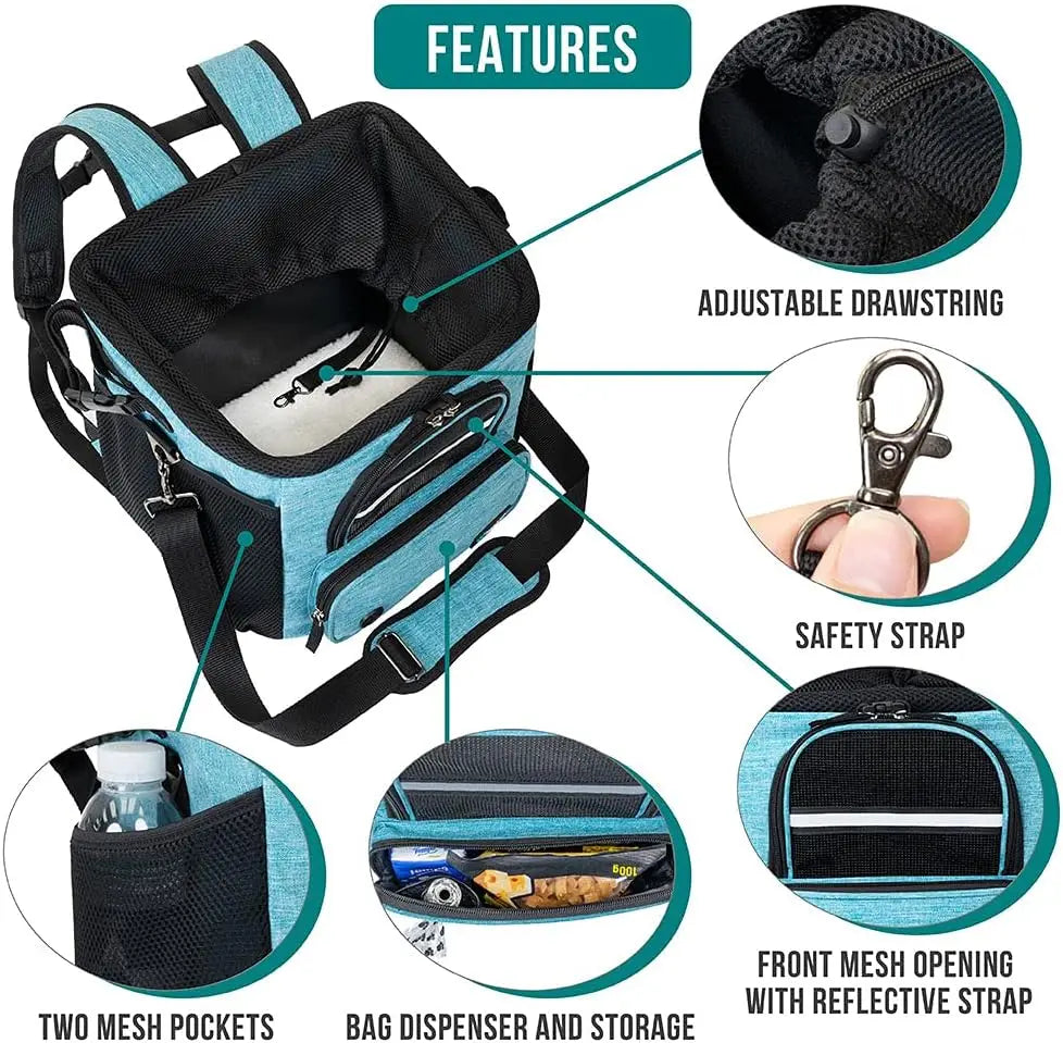 Soft-Sided Dog Bike Basket Front Handlebar Carrier