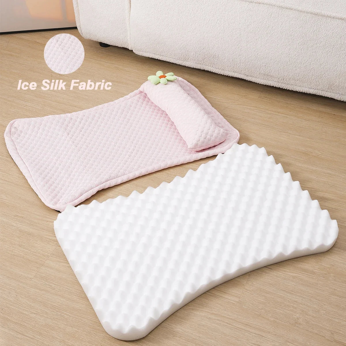 Summer Cooling Ice Silk Dog Bed With Detachable Mattress
