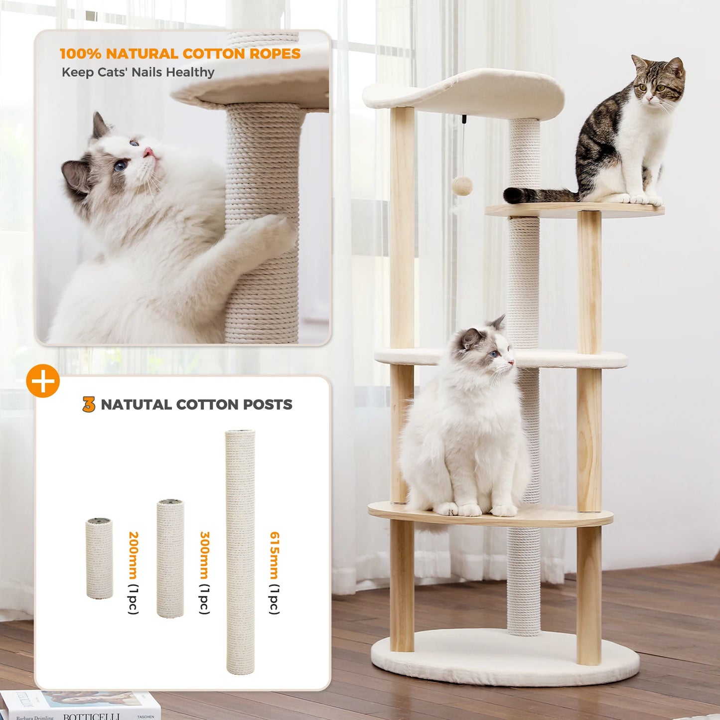 PAWZ Road Modern Cat Tree Tower With Scratching Post