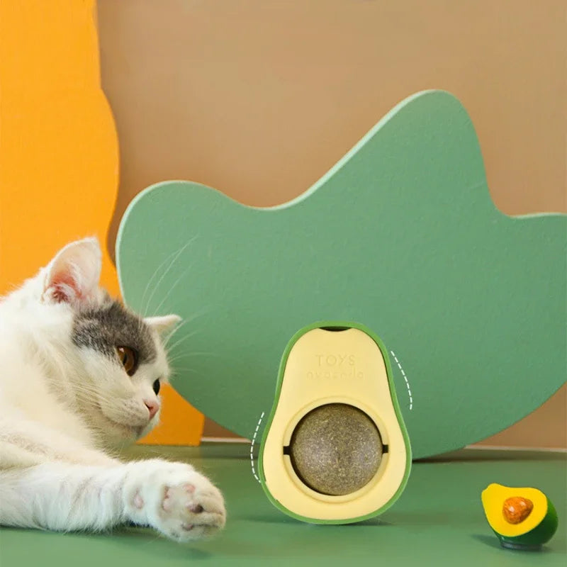 Rotating Wall Mount Catnip Ball Toy For Cats Teeth Cleaning