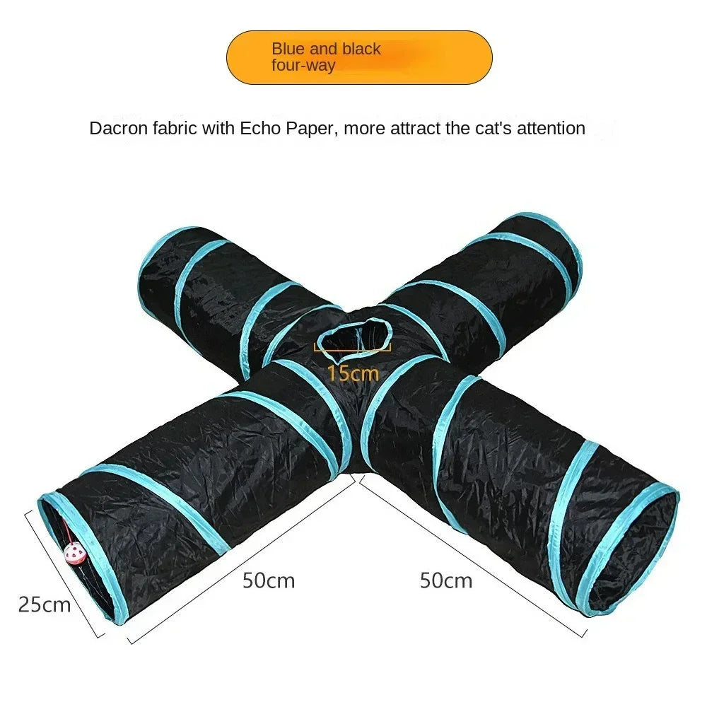 Foldable Cat Tunnel Toy Breathable Indoor Play Barrel for Cats