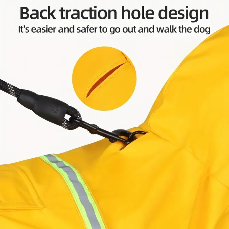 Dog Hooded Raincoat With Reflective Cape For Rainy Days
