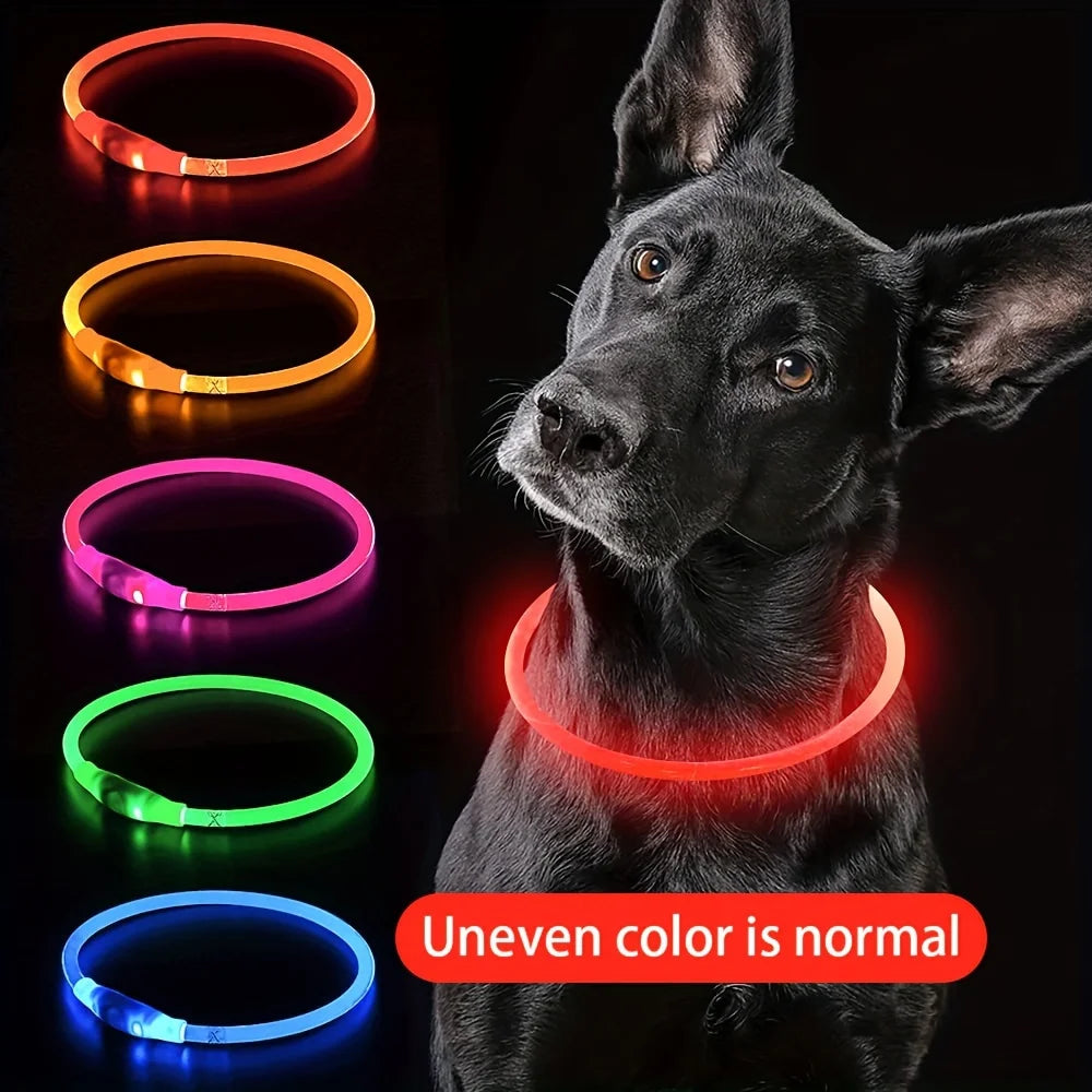 NONECN Pet Dog LED Light Collar USB Rechargeable Anti Lost