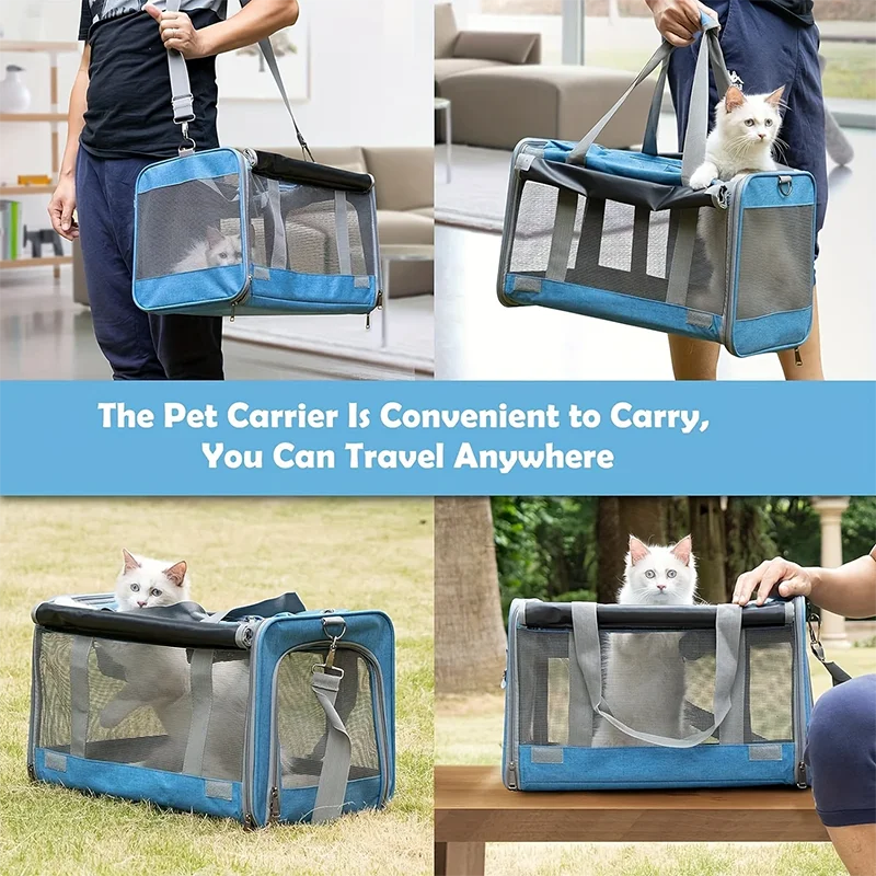 1pc Large Cat Bags Portable Dog Carrier Bag Mesh Breathable Folding Handbag Airline Approved Travel Pet Bag Kitten Transport Bag