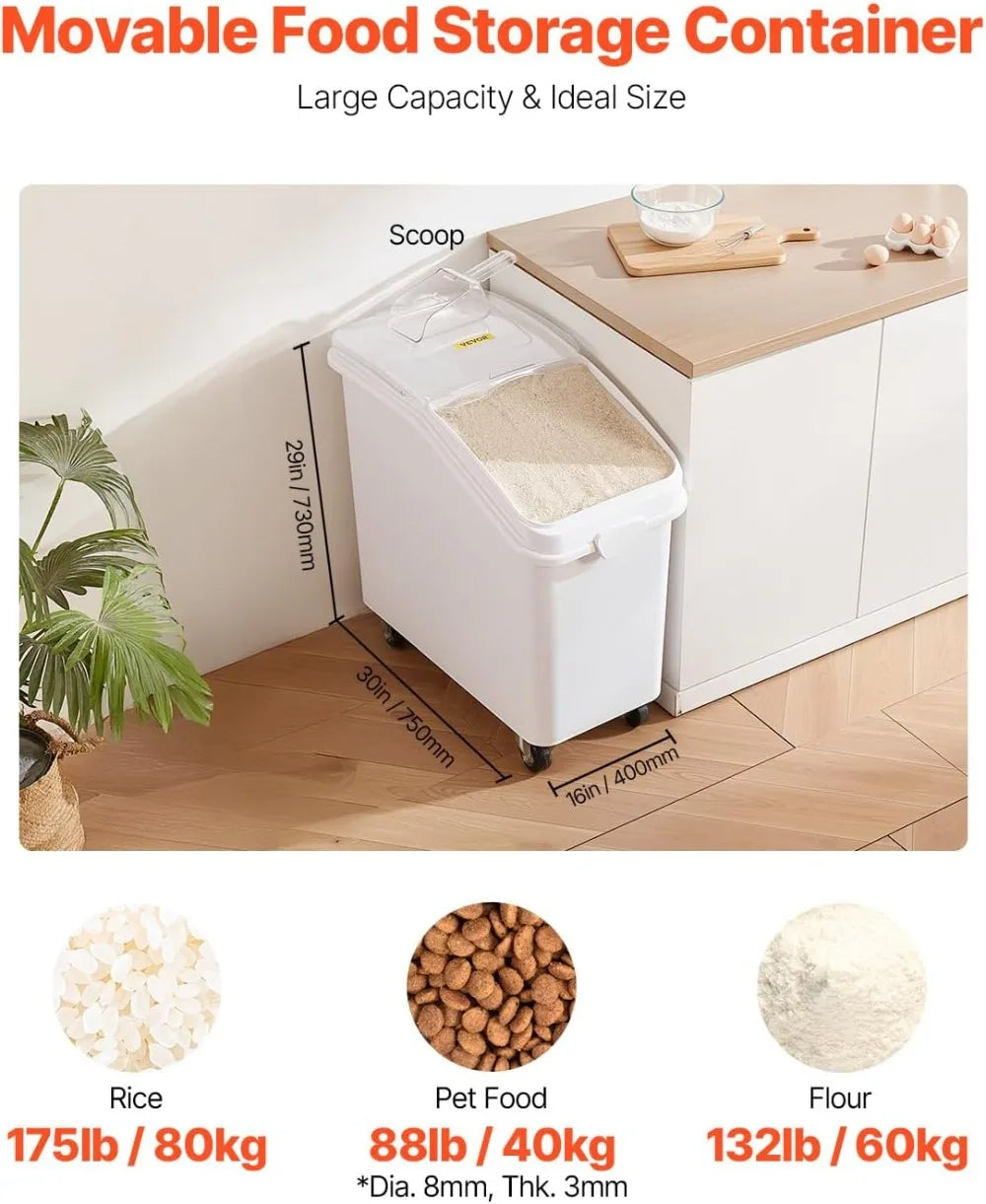 Large Food Storage Container With Scoop And Sliding Lid