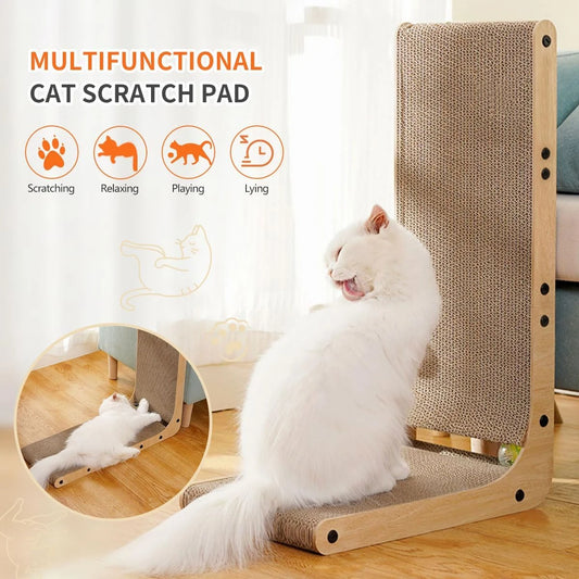 L-Shaped Wall Mounted Cat Scratching Board With Ball