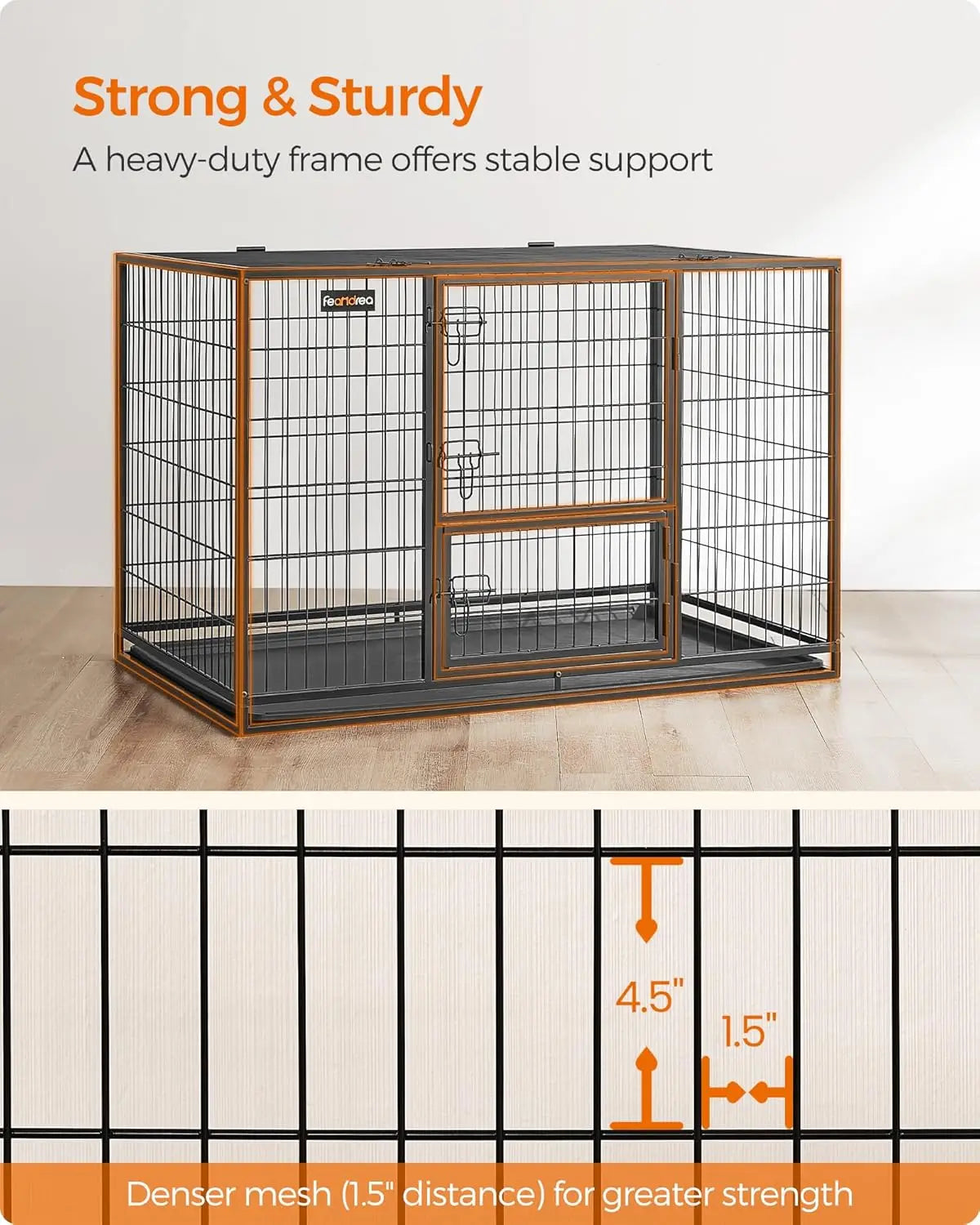Heavy Duty Dog Crate With Double Doors And Escape Proof