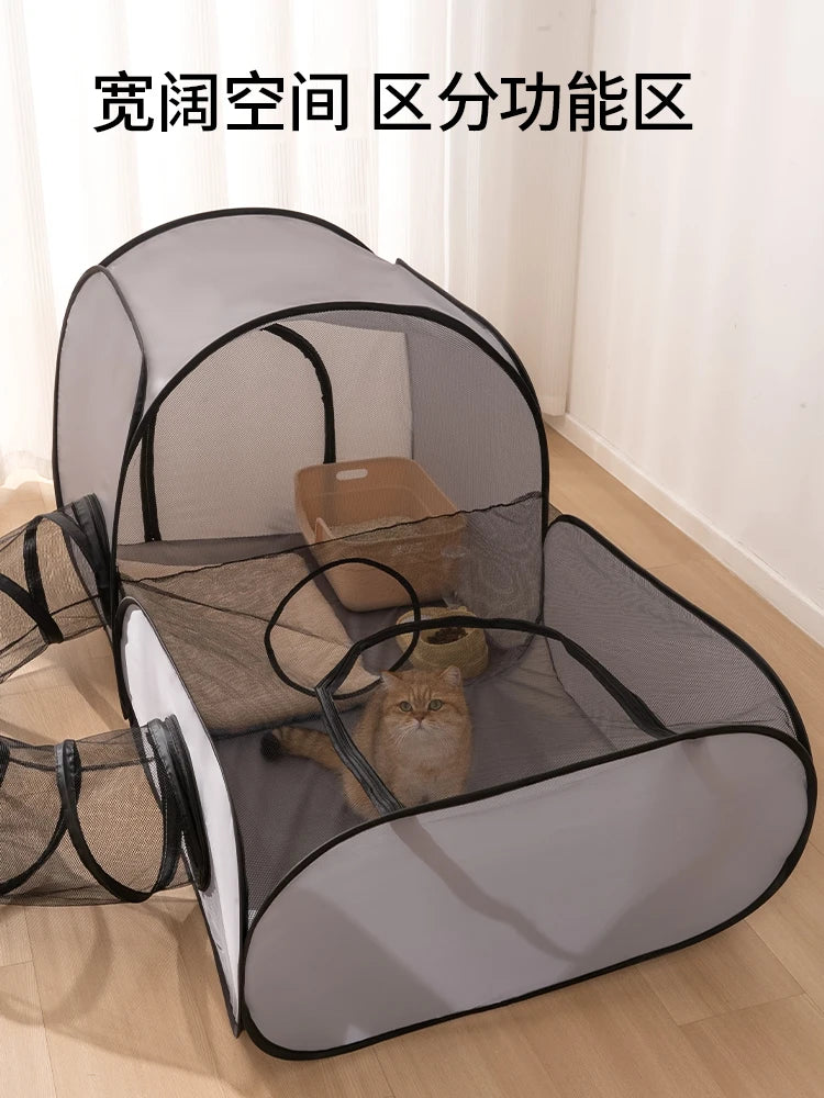 Foldable Pet Bed With Play Tunnel For Cats And Dogs