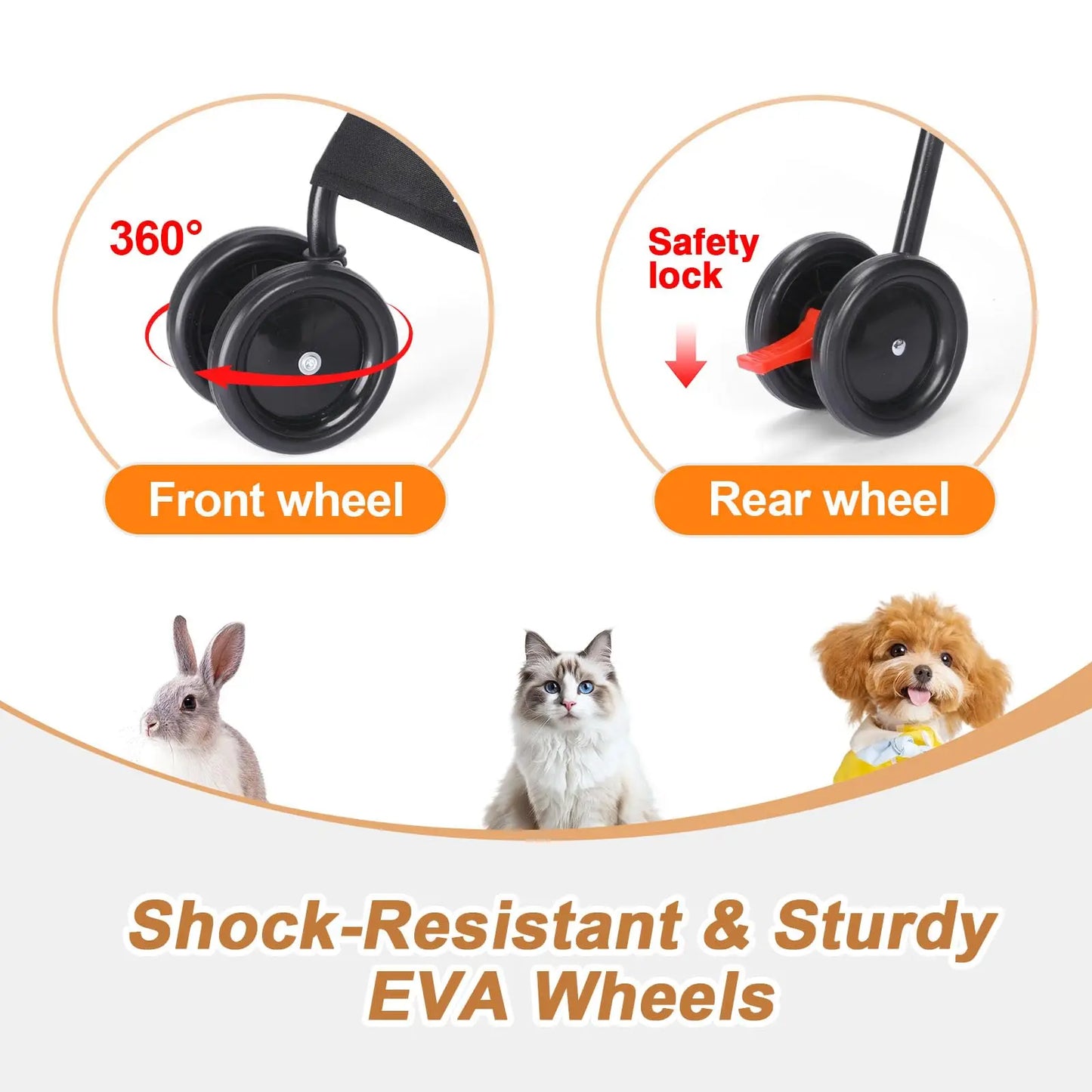 Travel Portable Dog Stroller, Pet Stroller for Small Puppy Dogs & Cats, Up to 33 lbs, Dark Grey