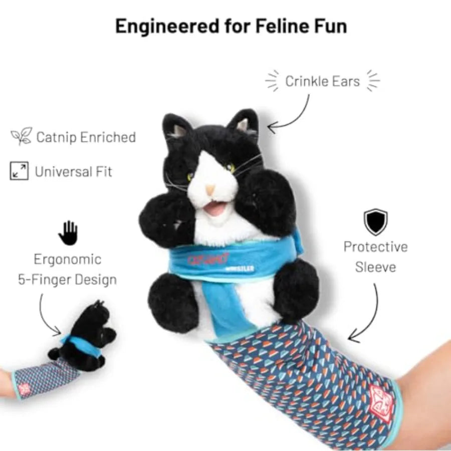 Cat Wrestling Glove Puppet Toy With Protective Sleeve And Catnip