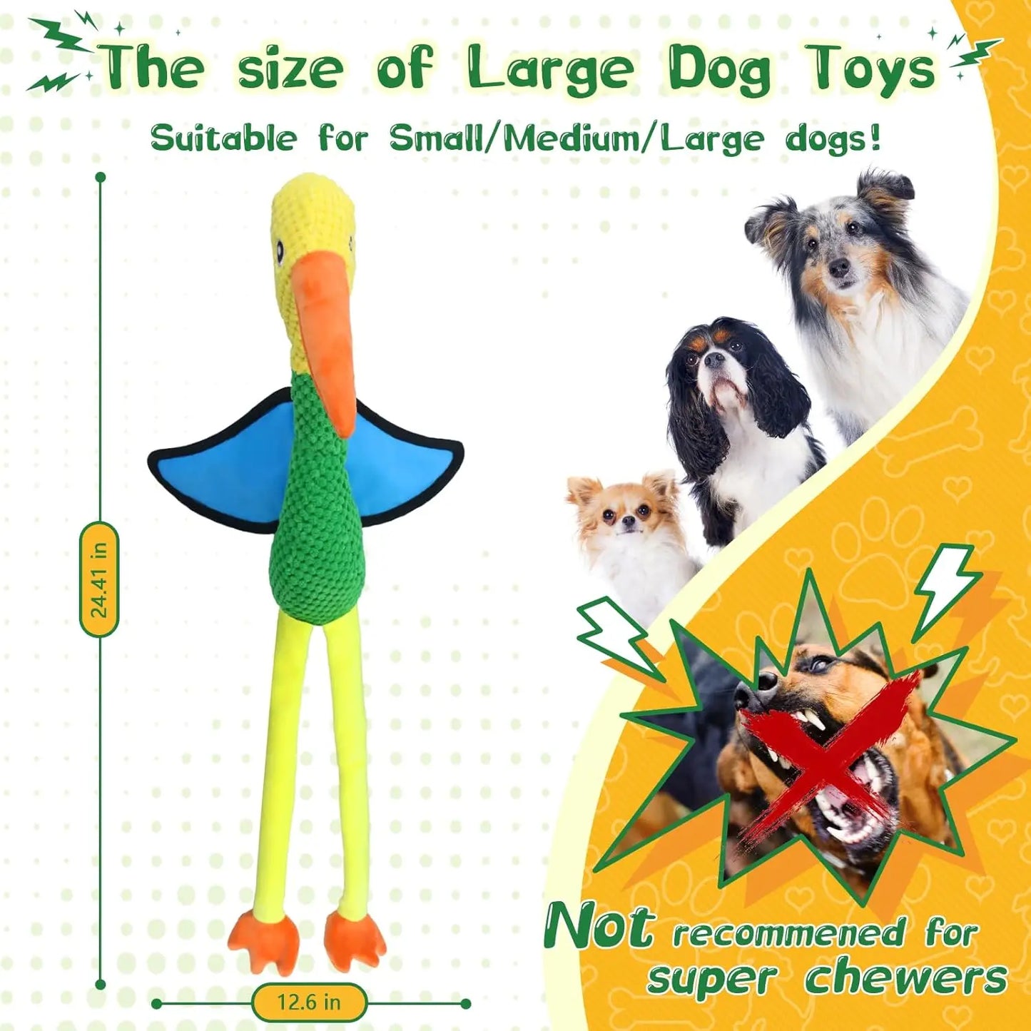 Plush Squeaky Dog Toy With Crinkle Sound For All Breeds