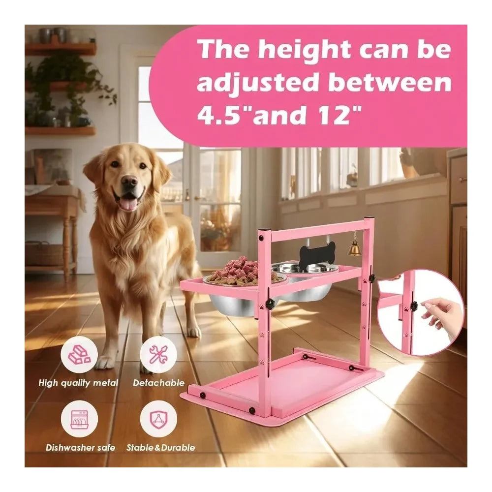 Elevated Dog Bowl Stand With Two Slow Feeder Bowls