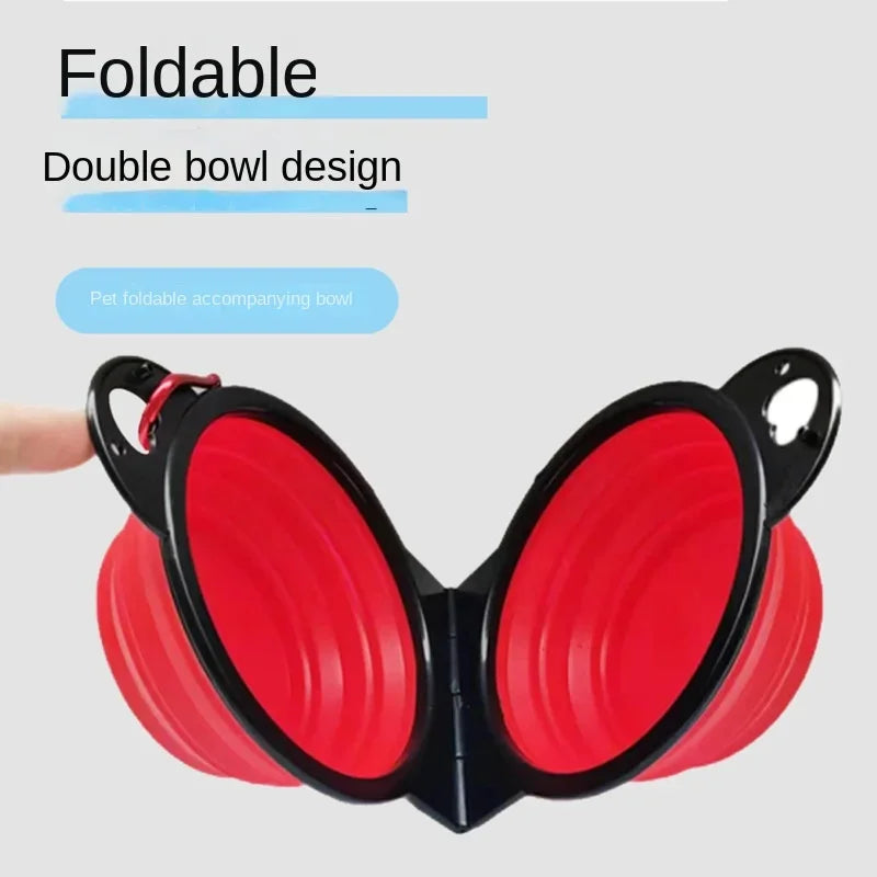 Foldable 2-In-1 Dual Bowl For Dogs And Cats Portable Travel