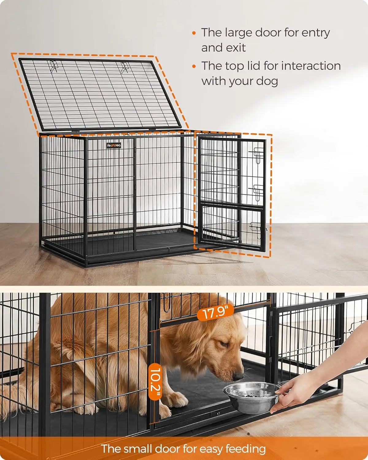 Heavy Duty Dog Crate With Double Doors And Escape Proof
