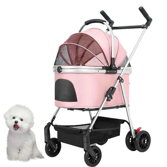4-Wheel Premium Pet Stroller 3-In-1 For Medium Dogs & Cats