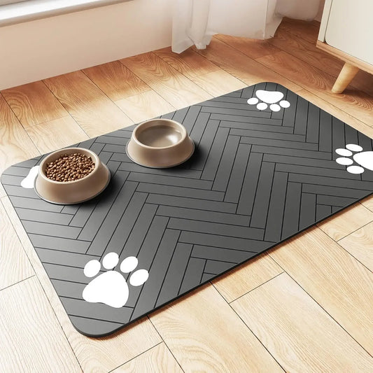 Absorbent Pet Feeding Mat With Waterproof Backing For Dogs Cats