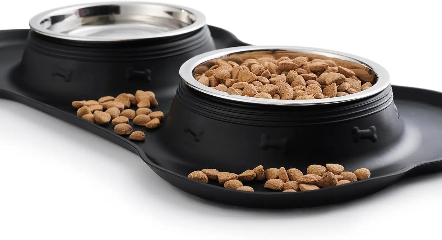 Stainless Steel Dog Bowls With Non-Slip Mat And Food Scoop
