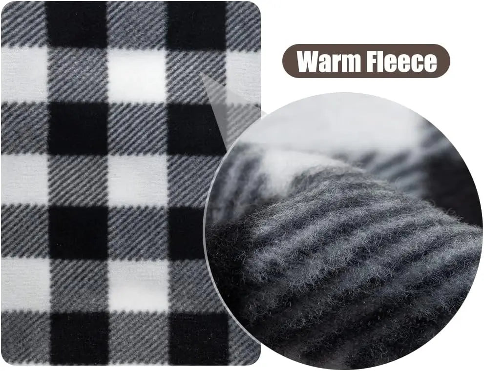 NONECN Plaid Cat Sweater Fleece Hoodie Vest